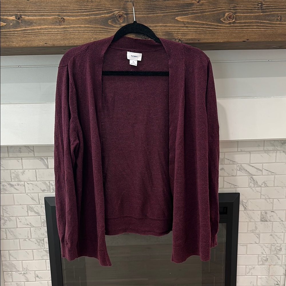 Old Navy plum purple burgundy Cardigan Sweater Knit Open Front